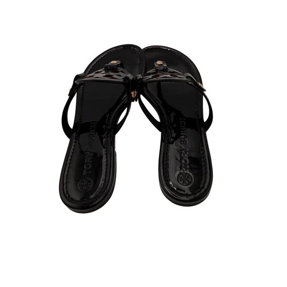 Tory Burch Miller Black Patent Sandals Size 8.5 - Picture 6 of 7